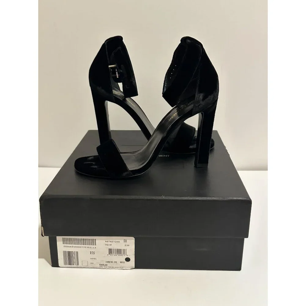 Saint Laurent Black Velvet Heels - Picture 5 of 8